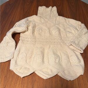 Vintage Roberta Freymann Designer Hand Knit Wool Women's Oversized Sweater Sz Sm